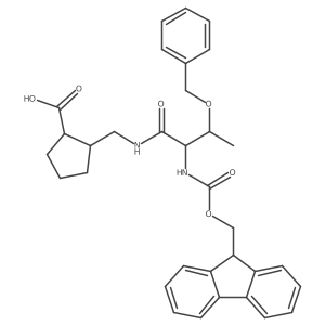 rac-(1R,2S)-2-{[3-(benzyloxy)-2-({[(9H-fluoren-9-yl)methoxy]carbonyl}amino)butanamido]methyl}cyclopentane-1-carboxylic acid Structure
