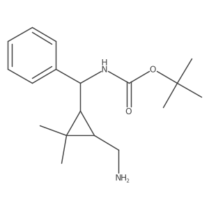 rac-tert-butyl N-{[(1R,3R)-3-(aminomethyl)-2,2-dimethylcyclopropyl](phenyl)methyl}carbamate Structure