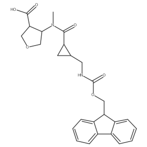 rac-4-[N-methyl(1R,2S)-2-[({[(9H-fluoren-9-yl)methoxy]carbonyl}amino)methyl]cyclopropaneamido]oxolane-3-carboxylic acid结构式