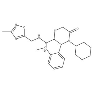 4-Cyclohexyl-3-(2-methoxyphenyl)-N-[(3-methyl-1,2,4-oxadiazol-5-yl)methyl]-5-oxothiomorpholine-2-carboxamide Structure