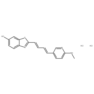 2-{4-[6-(Methylamino)pyridin-3-yl]buta-1,3-dien-1-yl}-1,3-benzothiazol-6-ol dihydrochloride结构式