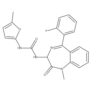 1-[5-(2-fluorophenyl)-1-methyl-2-oxo-2,3-dihydro-1H-1,4-benzodiazepin-3-yl]-3-(5-methylfuran-2-yl)urea结构式