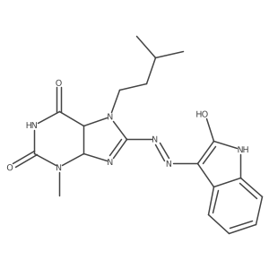 8-[(2-hydroxy-1H-indol-3-yl)diazenyl]-3-methyl-7-(3-methylbutyl)-4,5-dihydropurine-2,6-dione结构式