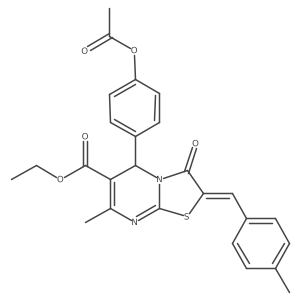 ethyl (2E)-5-[4-(acetyloxy)phenyl]-7-methyl-2-(4-methylbenzylidene)-3-oxo-2,3-dihydro-5H-[1,3]thiazolo[3,2-a]pyrimidine-6-carboxylate Structure