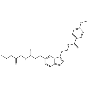 Ethyl 2-(2-((3-(2-(4-methoxybenzamido)ethyl)-[1,2,4]triazolo[4,3-b]pyridazin-6-yl)thio)acetamido)acetate结构式