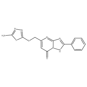 5-{[(5-amino-1,3,4-thiadiazol-2-yl)sulfanyl]methyl}-2-phenyl[1,2,4]triazolo[1,5-a]pyrimidin-7(4H)-one结构式