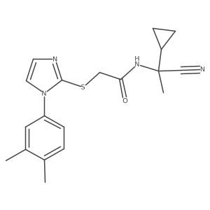 N-(1-cyano-1-cyclopropylethyl)-2-[1-(3,4-dimethylphenyl)imidazol-2-yl]sulfanylacetamide结构式