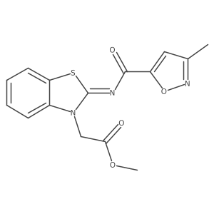 (E)-methyl 2-(2-((3-methylisoxazole-5-carbonyl)imino)benzo[d]thiazol-3(2H)-yl)acetate结构式