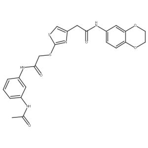 N-(3-acetamidophenyl)-2-((4-(2-((2,3-dihydrobenzo[b][1,4]dioxin-6-yl)amino)-2-oxoethyl)thiazol-2-yl)thio)acetamide Structure