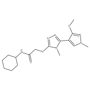 N-cyclohexyl-2-((5-(3-methoxy-1-methyl-1H-pyrazol-4-yl)-4-methyl-4H-1,2,4-triazol-3-yl)thio)acetamide结构式