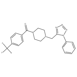 (4-((1-phenyl-1H-tetrazol-5-yl)methyl)piperazin-1-yl)(4-(trifluoromethyl)phenyl)methanone结构式
