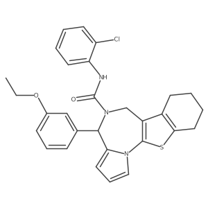 N-(2-chlorophenyl)-4-(3-ethoxyphenyl)-7,8,9,10-tetrahydro-4H-[1]benzothieno[3,2-f]pyrrolo[1,2-a][1,4]diazepine-5(6H)-carboxamide结构式