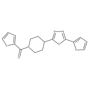 O=C(c1cccs1)N1CCC(c2nnc(-c3ccco3)s2)CC1结构式