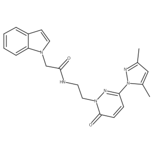 N-(2-(3-(3,5-dimethyl-1H-pyrazol-1-yl)-6-oxopyridazin-1(6H)-yl)ethyl)-2-(1H-indol-1-yl)acetamide结构式