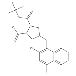 (2S,4S)-1-(tert-Butoxycarbonyl)-4-[(2,4-dichloro-1-naphthyl)oxy]-2-pyrrolidinecarboxylic acid Structure