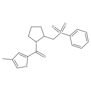 (4-Methylthiophen-2-yl)(2-((phenylsulfonyl)methyl)pyrrolidin-1-yl)methanone结构式