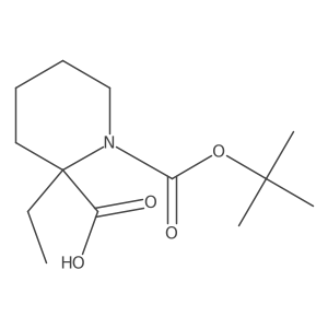 2-Ethyl-1-[(2-methylpropan-2-yl)oxycarbonyl]piperidine-2-carboxylic acid结构式