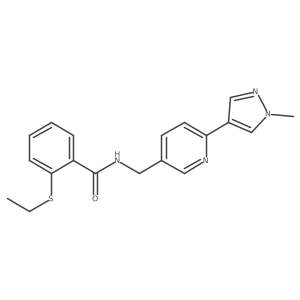 2-(ethylthio)-N-((6-(1-methyl-1H-pyrazol-4-yl)pyridin-3-yl)methyl)benzamide Structure