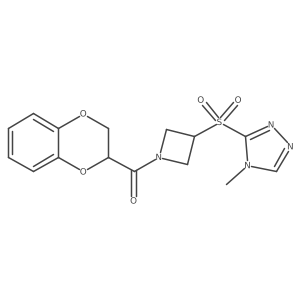 (2,3-dihydrobenzo[b][1,4]dioxin-2-yl)(3-((4-methyl-4H-1,2,4-triazol-3-yl)sulfonyl)azetidin-1-yl)methanone结构式