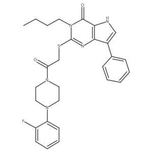 3-butyl-2-((2-(4-(2-fluorophenyl)piperazin-1-yl)-2-oxoethyl)thio)-7-phenyl-3H-pyrrolo[3,2-d]pyrimidin-4(5H)-one Structure