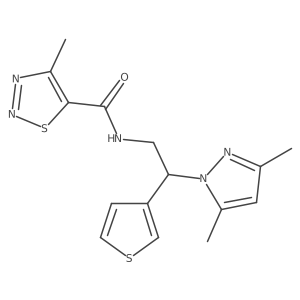 N-(2-(3,5-dimethyl-1H-pyrazol-1-yl)-2-(thiophen-3-yl)ethyl)-4-methyl-1,2,3-thiadiazole-5-carboxamide结构式