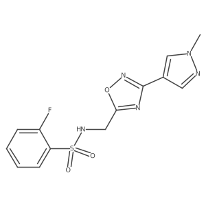 2-fluoro-N-((3-(1-methyl-1H-pyrazol-4-yl)-1,2,4-oxadiazol-5-yl)methyl)benzenesulfonamide结构式