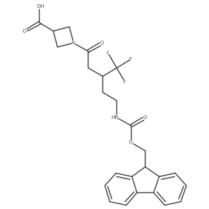 1-[5-({[(9H-fluoren-9-yl)methoxy]carbonyl}amino)-3-(trifluoromethyl)pentanoyl]azetidine-3-carboxylic acid结构式