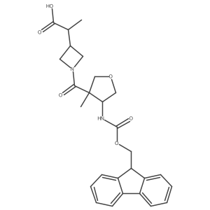 2-{1-[4-({[(9H-fluoren-9-yl)methoxy]carbonyl}amino)-3-methyloxolane-3-carbonyl]azetidin-3-yl}propanoic acid结构式