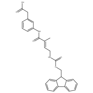 2-{3-[4-({[(9H-fluoren-9-yl)methoxy]carbonyl}amino)-2-methylbut-2-enamido]phenyl}acetic acid结构式