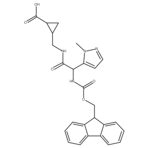 rac-(1R,2S)-2-{[2-({[(9H-fluoren-9-yl)methoxy]carbonyl}amino)-2-(1-methyl-1H-pyrazol-5-yl)acetamido]methyl}cyclopropane-1-carboxylic acid结构式