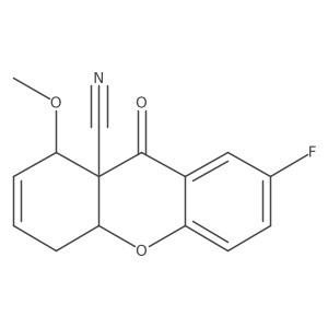 (8R,8aS,10aS)-2-Fluoro-8-methoxy-9-oxo-5,10a-dihydro-8H,9H-xanthene-8a-carbonitrile结构式