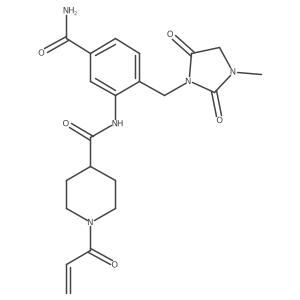 N-[5-Carbamoyl-2-[(3-methyl-2,5-dioxoimidazolidin-1-yl)methyl]phenyl]-1-prop-2-enoylpiperidine-4-carboxamide结构式
