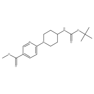Methyl 6-(4-{[(tert-butoxy)carbonyl]amino}piperidin-1-yl)pyridine-3-carboxylate结构式