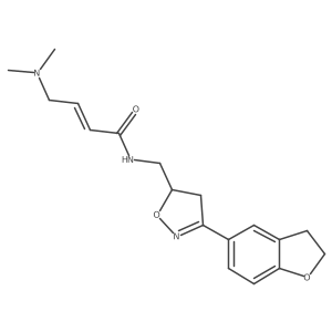 (2E)-N-{[3-(2,3-dihydro-1-benzofuran-5-yl)-4,5-dihydro-1,2-oxazol-5-yl]methyl}-4-(dimethylamino)but-2-enamide结构式