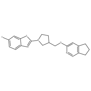 2-[3-({5H,6H,7H-cyclopenta[c]pyridazin-3-yloxy}methyl)pyrrolidin-1-yl]-6-fluoro-1,3-benzothiazole结构式