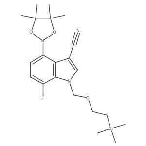 CC1(C)OB(c2ccc(F)c3c2c(C#N)cn3COCC[Si](C)(C)C)OC1(C)C结构式