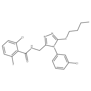 N-{[5-(butylsulfanyl)-4-(3-chlorophenyl)-4H-1,2,4-triazol-3-yl]methyl}-2-chloro-6-fluorobenzamide结构式