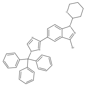 3-Bromo-1-(tetrahydro-2H-pyran-2-yl)-5-(1-trityl-1H-1,2,4-triazol-3-yl)-1H-indazole结构式