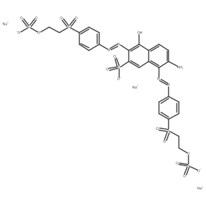 Trisodium 7-amino-4-hydroxy-3,8-bis({4-[2-(sulfonatooxy)ethanesulfonyl]phenyl}diazenyl)naphthalene-2-sulfonate Structure