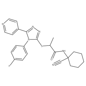 N-(1-cyanocyclohexyl)-2-{[4-(4-fluorophenyl)-5-(pyridin-4-yl)-4H-1,2,4-triazol-3-yl]sulfanyl}propanamide结构式