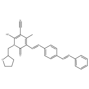 3-Pyridinecarbonitrile, 1,2-dihydro-6-hydroxy-4-methyl-2-oxo-5-[2-[4-(2-phenyldiazenyl)phenyl]diazenyl]-1-[(tetrahydro-2-furanyl)methyl]-结构式