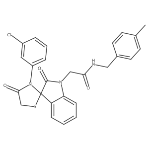 2-(3'-(3-chlorophenyl)-2,4'-dioxospiro[indoline-3,2'-thiazolidin]-1-yl)-N-(4-methylbenzyl)acetamide结构式