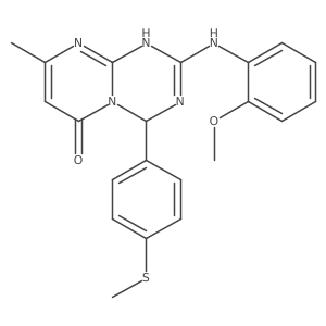 2-(2-methoxyanilino)-8-methyl-4-[4-(methylsulfanyl)phenyl]-1,4-dihydro-6H-pyrimido[1,2-a][1,3,5]triazin-6-one结构式