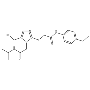CCc1ccc(NC(=O)CSc2ncc(CO)n2CC(=O)NC(C)C)cc1结构式