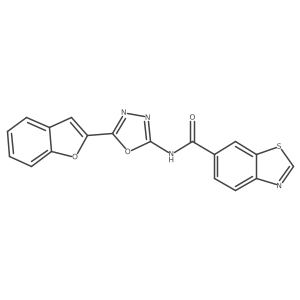 N-(5-(benzofuran-2-yl)-1,3,4-oxadiazol-2-yl)benzo[d]thiazole-6-carboxamide结构式