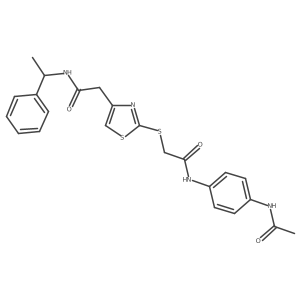 N-(4-acetamidophenyl)-2-((4-(2-oxo-2-((1-phenylethyl)amino)ethyl)thiazol-2-yl)thio)acetamide结构式
