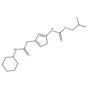 Isobutyl (4-(2-(cyclohexylamino)-2-oxoethyl)thiazol-2-yl)carbamate结构式