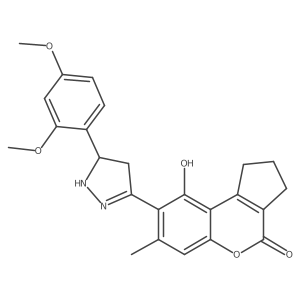 8-[5-(2,4-dimethoxyphenyl)-4,5-dihydro-1H-pyrazol-3-yl]-9-hydroxy-7-methyl-2,3-dihydrocyclopenta[c]chromen-4(1H)-one结构式