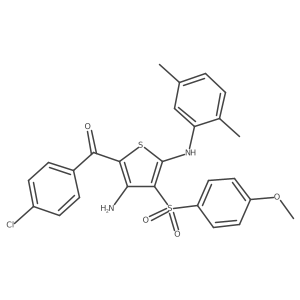 (3-Amino-5-((2,5-dimethylphenyl)amino)-4-((4-methoxyphenyl)sulfonyl)thiophen-2-yl)(4-chlorophenyl)methanone Structure