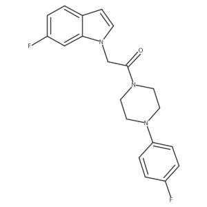 O=C(Cn1ccc2ccc(F)cc21)N1CCN(c2ccc(F)cc2)CC1结构式
